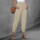 thumbnail image 5 of Pantalones palazzo de lino con cintura elástica, pierna ancha y bolsillos para mujer, 5 of 6