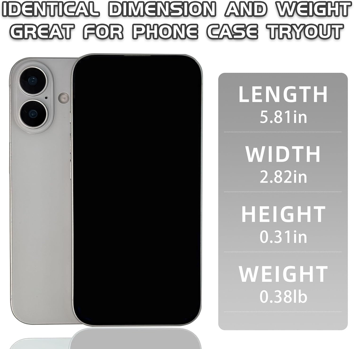 Fake Phone Pro Max16, White, Black Screen, Non-Working, Kid Play, Display Phone, Aluminum Alloy & ABS Plastic, iPhone 16 Compatible