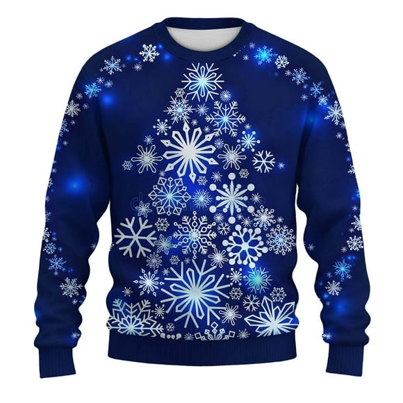RXMEKW Christmas Sweater for Men, Long Sleeve Round Neck Loose Fit Top with Holiday Print for Casual Wear and Seasonal Parties