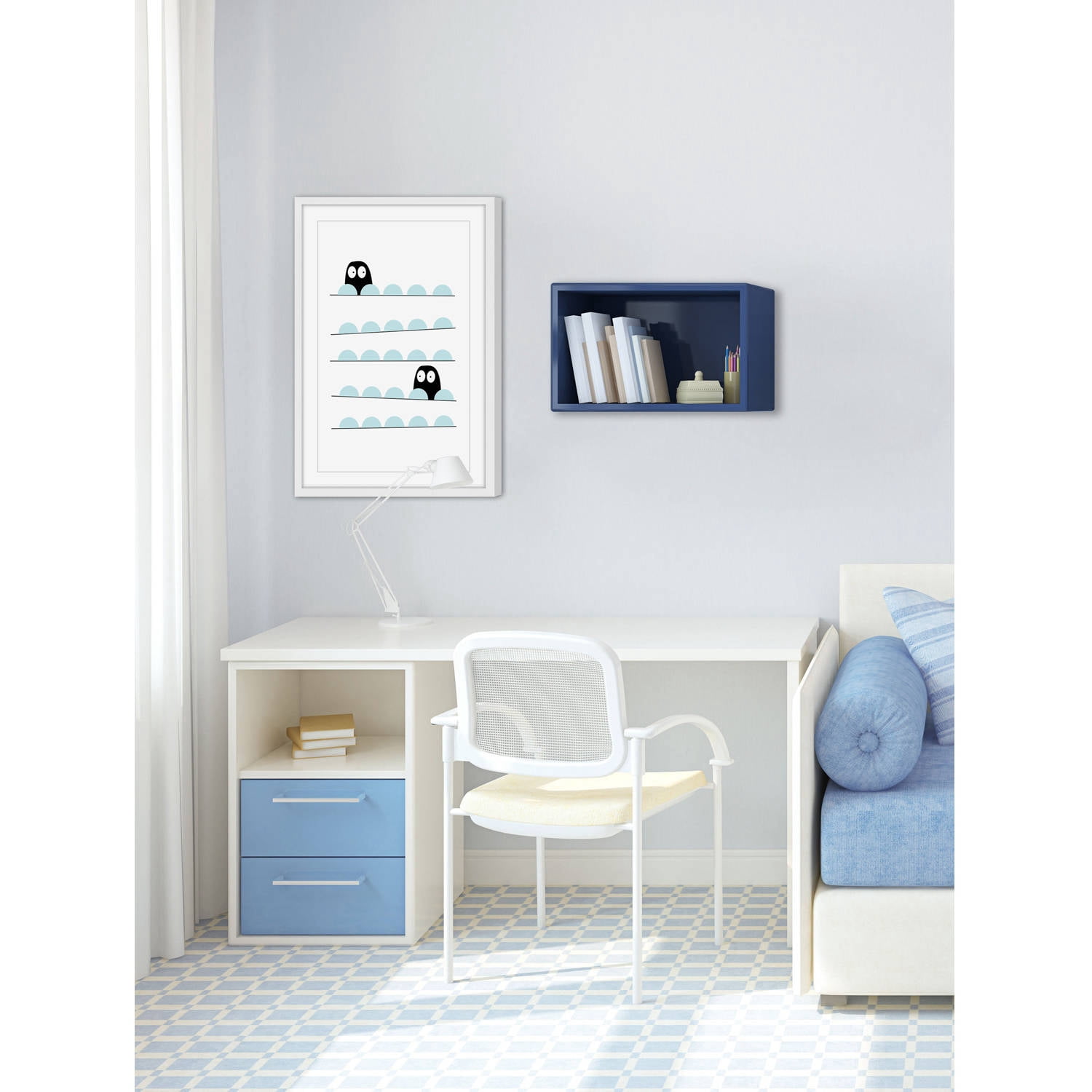 Marmont Hill "Hiding in Blue" by Katarina Snygg Framed Painting Print