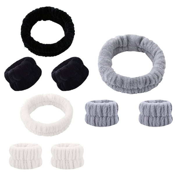 3 Set Reusable Spa Headband Wrist Washband Face Wash Set Include 3