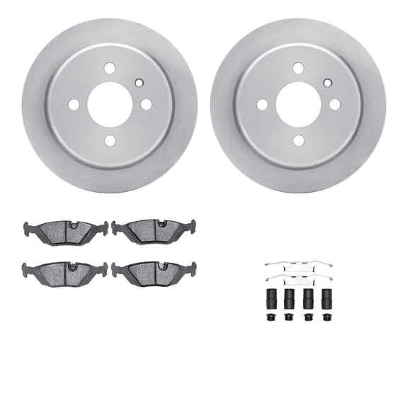 Dynamic Friction Company Rear Brake Rotors with 5000 Euro Ceramic Brake Pads includes Hardware 6612-31496