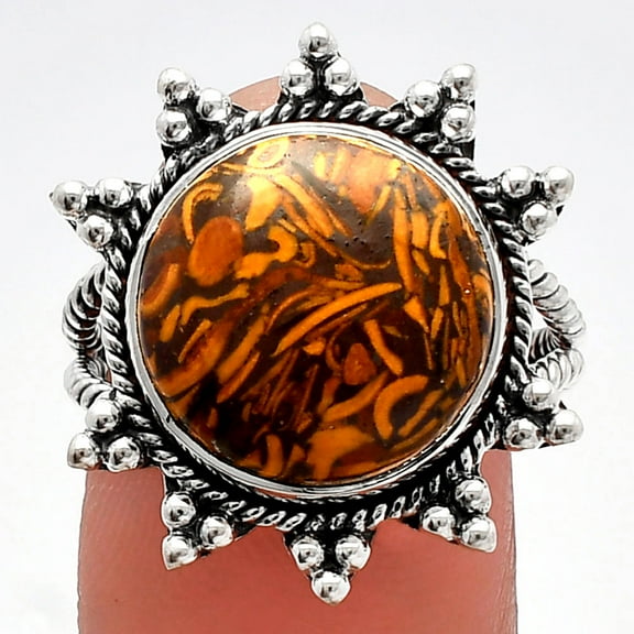Coquina Fossil Jasper - India 925 Sterling Silver Ring s.8 Jewelry R-1234 SDR228622
