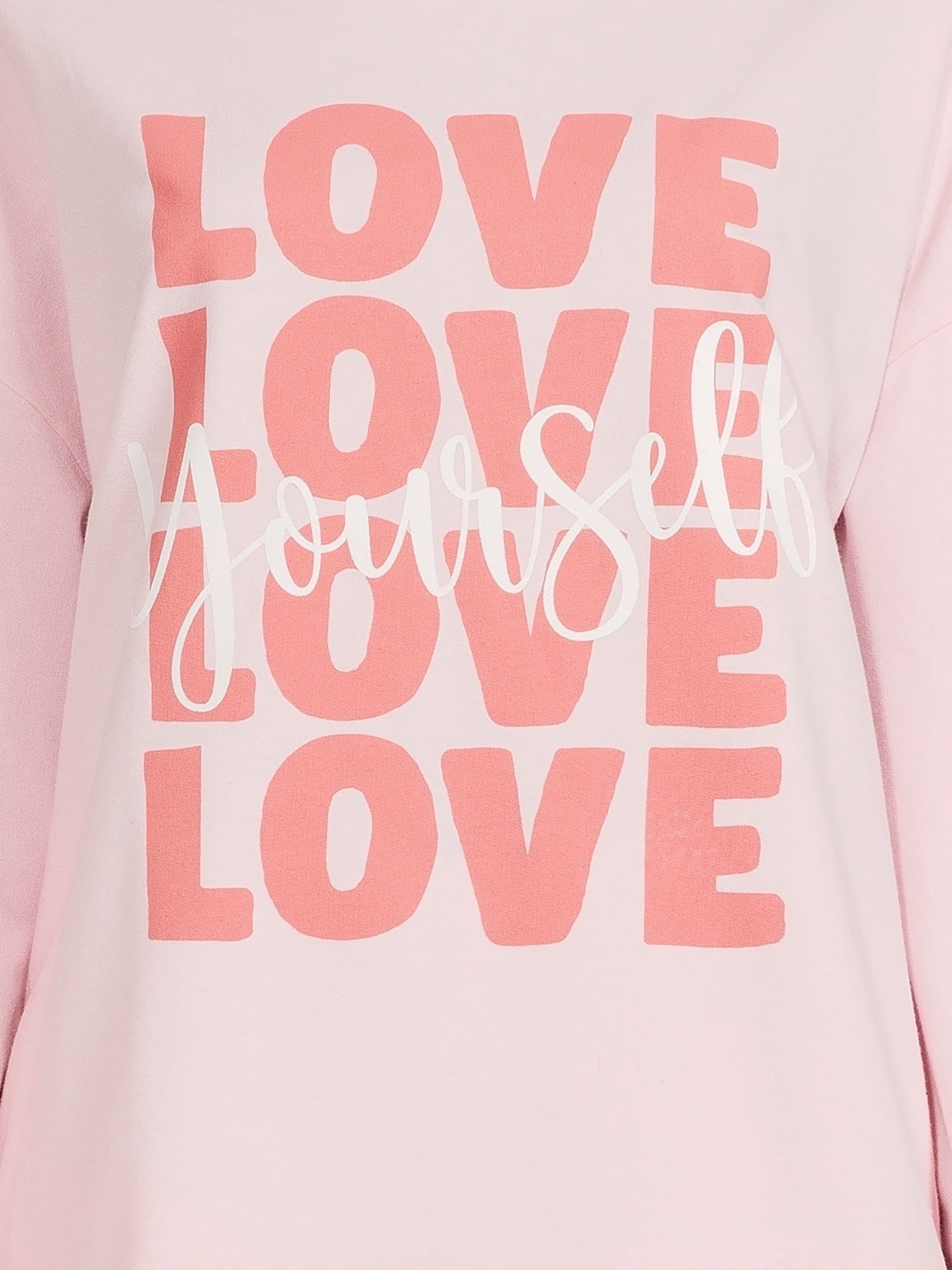 Love Yourself Juniors Drop Shoulder Crew & Sleep Shorts, 2-Piece Set