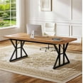 thumbnail image 2 of Fnova 70.86" Dining Table for 7, Modern Rectangular Kitchen Table for Dining Room, Brown, 2 of 8
