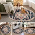thumbnail image 5 of Small Round Area Rug 4 Ft, Vintage Boho Non Slip Area Rugs for Bedroom, Middle Century Western Geometric Abstract Art Washable Low Pile Indoor Accent Carpet Door Mat for Kitchen Entryway Nursery, 5 of 9