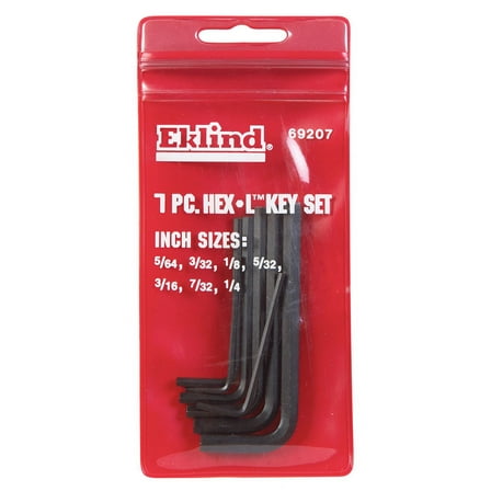 6 Pc, Eklind Hex-L 5/64 To 1/4 In. Sae Short Arm Hex L-Key Set 7 Pc