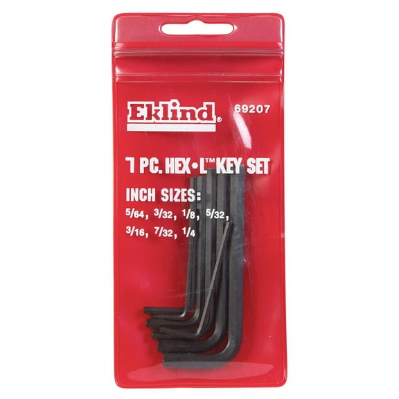 6 Pc, Eklind Hex-L 5/64 To 1/4 In. Sae Short Arm Hex L-Key Set 7 Pc