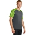 thumbnail image 4 of Sport-Tek CamoHex Colorblock Tee-2XL (Iron Grey/ Lime Shock), 4 of 6