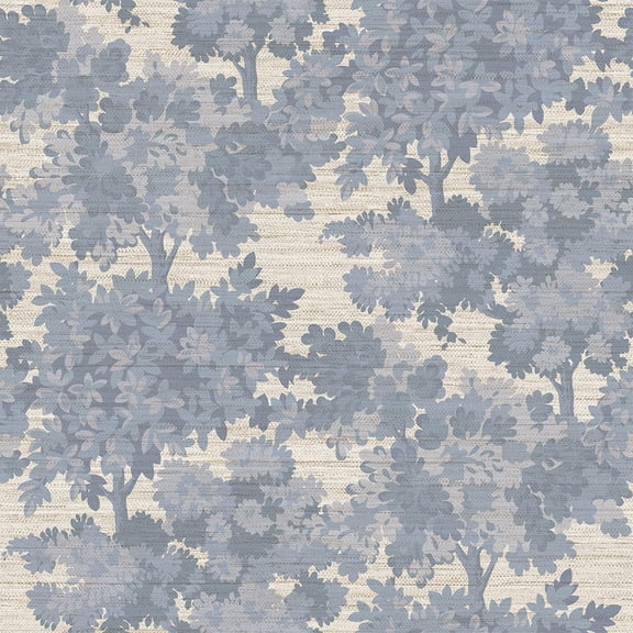 Tempaper Blue Canopy Toile Faux Grasscloth Removable Peel and Stick Wallpaper, 20.5 in X 16.5 ft