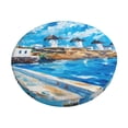 thumbnail image 2 of Round Bar Stool Seat Covers, Greek Island Windmills Painting Elastic Round Chair Cover Stool Seat Slipcover Bar Stool Cushions Round Pad for 12-14 inch, 2 of 7
