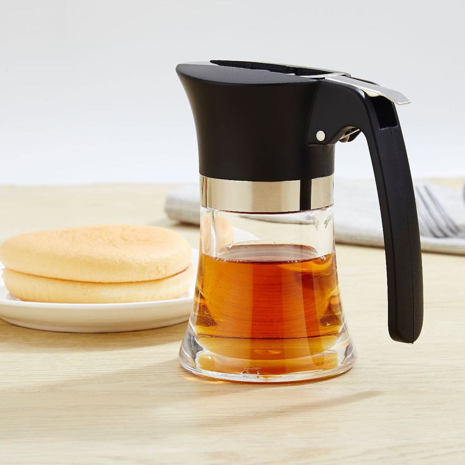 Yajisi 3.38Oz Stainless Steel Honey Jar Pot and Syrup Dispenser - No Drip Glass Container for Chocolate Syrup, Peanut Butter, Maple Syrup and Caramel (4.33 x 2.76 x 4.65 inches / 11 x 7 x 11.8 cm)