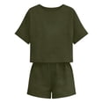 thumbnail image 6 of Two Piece Short Sets for Women Casual Summer Outfits Fashion Women's Casual Solid Short Sleeve Pocket Short Pants Ladies Pants Set, 6 of 6