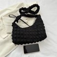 thumbnail image 3 of Bolsos de burbujas para mujer, bolsos de mano de color sólido con correa suave con cordón (negro), 3 of 9