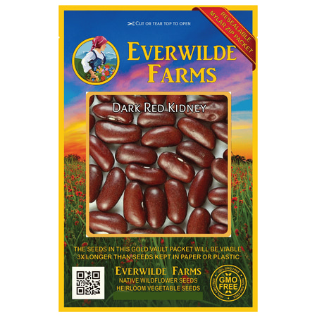 Everwilde Farms - 150 Dark Red Kidney Dry Bean Seeds - Gold Vault Jumbo Bulk Seed