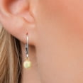 thumbnail image 3 of Gem Stone King 14K Two Tone Gold White Ethiopian Opal Earrings for Women | 1.12 Cttw | Gemstone October Birthstone | Round Cabochon 6MM, 3 of 6