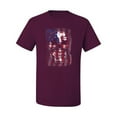 thumbnail image 2 of Wild Bobby, Smiling American Flag Skull, Pop Culture, Men Graphic Tees, Maroon, X-Large, 2 of 3