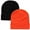 Black & Orange, variant on 2 Pcs Men Women Skull Knitted Beanie Hat Plain Solid Color for Winter Orange & Orange