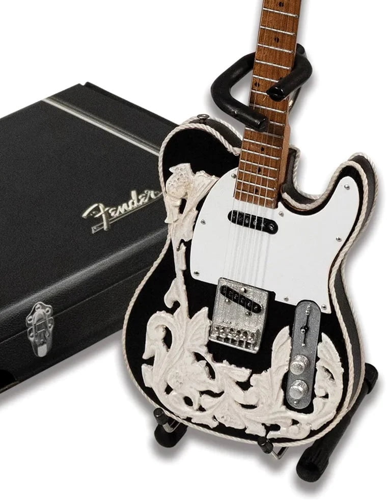 Waylon Jennings Signature Black Fender Telecaster Mini Guitar Replica Collectible, Axe Heaven, Gifts