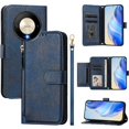 thumbnail image 4 of Funda para Honor X9b 5G con cremallera tipo cartera, tarjetero, marco de fotos, soporte y cordón, de piel sintética. azul, 4 of 5