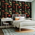 thumbnail image 2 of Peel and Stick Wallpaper Contact Paper Boho Mushroom Forest Black Brown Green Mushrooms Red White Dots Tall Self Adhesive and Removable 24in x 118in, 2 of 8