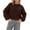 Coffee, variant on Women's Loose Solid Color Short Round Neck Pullover Long Sleeve Knit, Comfortable and Casual Sweater, Short Length Design, Perfect for High-Waisted Bottoms, Soft Knit for Women,Yellow,S