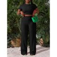 thumbnail image 2 of AURA Womens Plus Size Two Piece Outfit Wrinkled Strap Top and Pants Set Casual Summer Bigsize Matching Set, 2 of 5