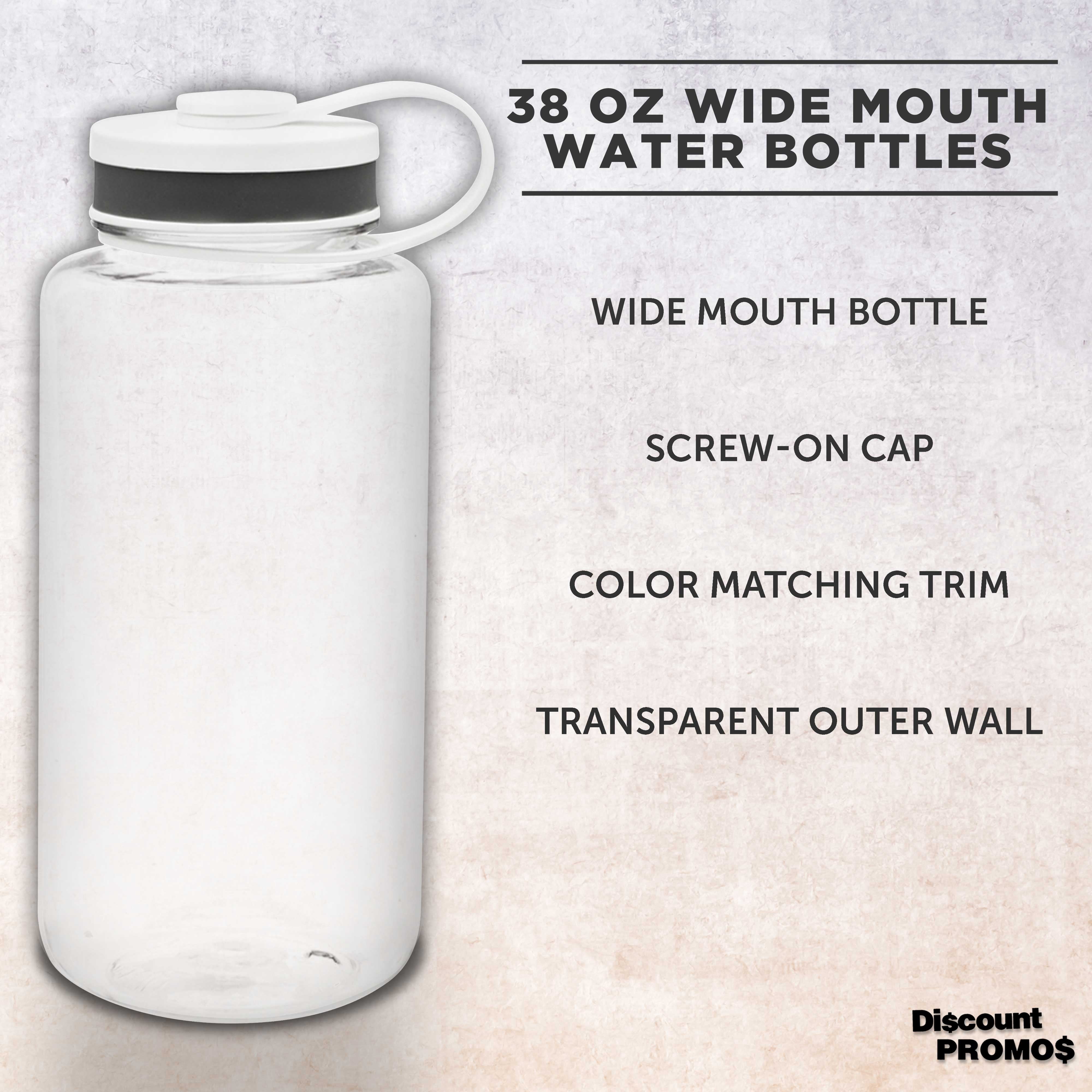 Plastic Sports Water Bottles with Flip Lid 38 oz. Set of 10, Bulk Pack - Great for Gym, Hiking, Cycling, Camping, Backpacking, School - Clear