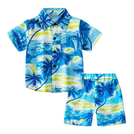 

Icvfdpl Infant Clothes Sets Short Sleeve Turndown Collar Summer Tops Hawaii Floral T Shirt Outfits Charming Relaxed Fit