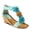AQUA, variant on Women's HARLEQUIN Ankle Strap T-Strap Wedge Sandals - Floral Design, Cushioned Insole, Back Zipper