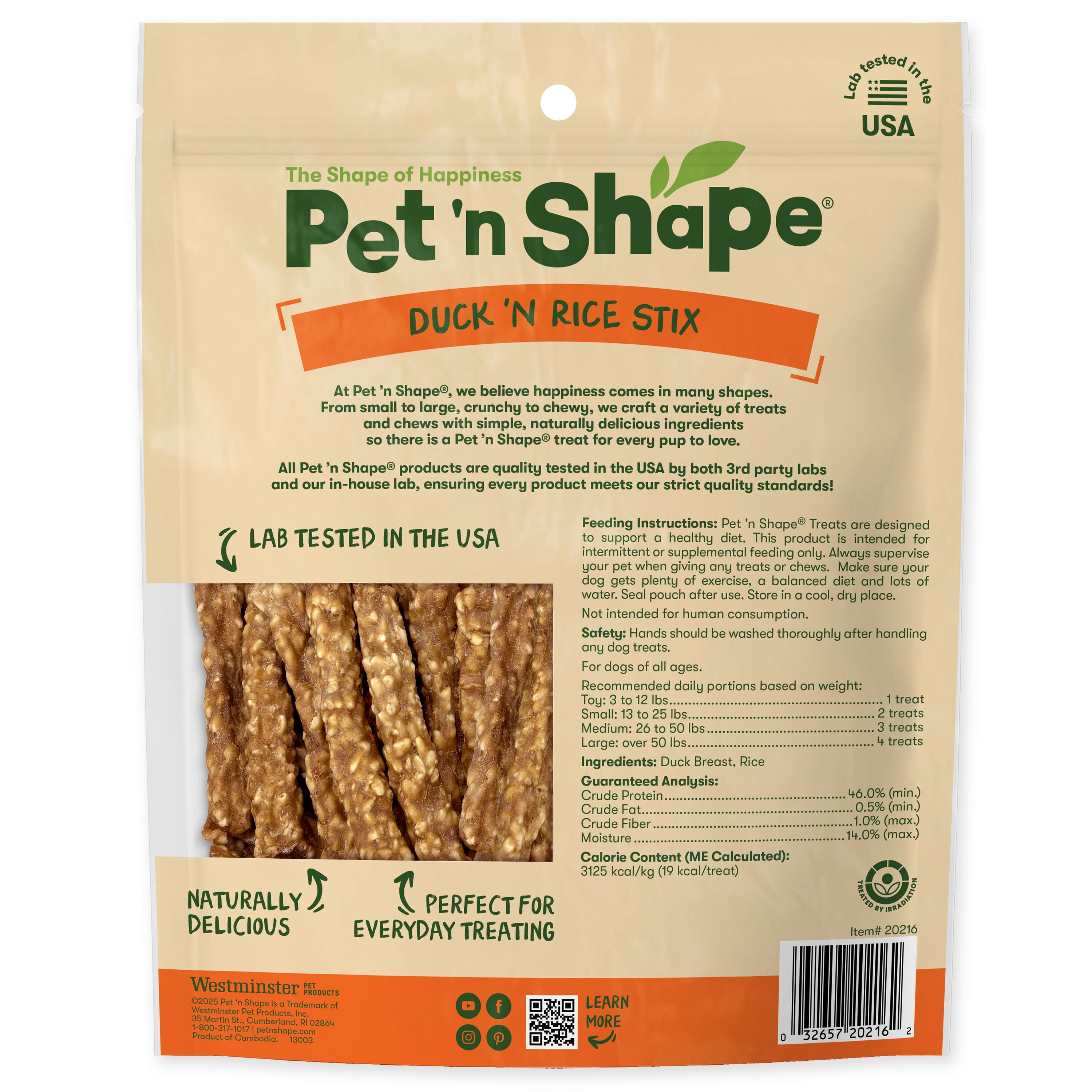 Pet 'n Shape Duck 'n Rice Stix Dog Treats, 1 Pound