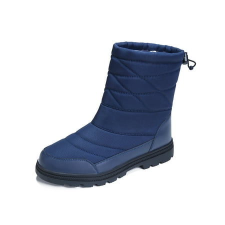 

Kesitin Men Non-Slip Platform Fuzzy Boot Casual Lightweight Pull On Snow Boots Blue 5.5