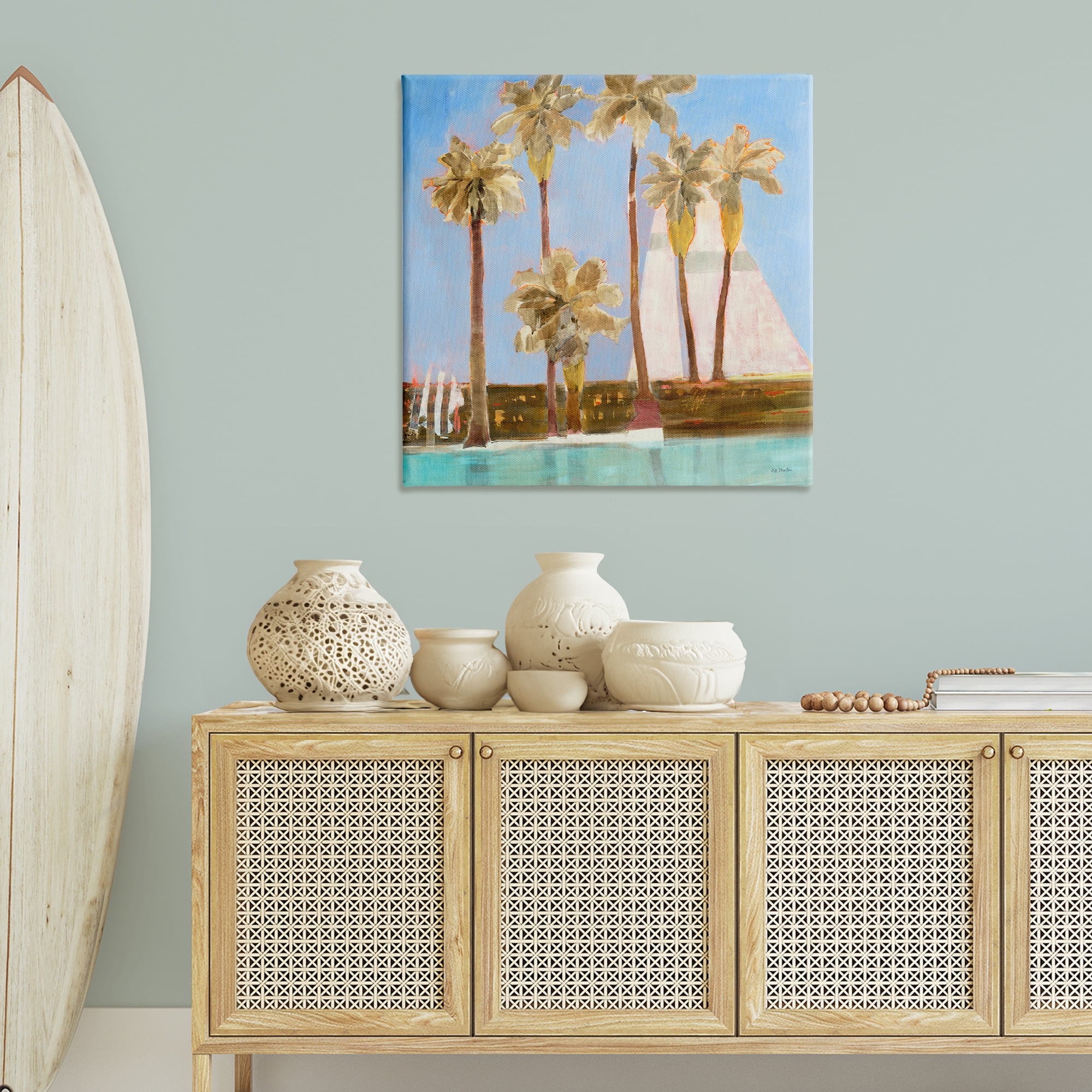 Stupell Industries Rustic Tropical Scene Coastal Painting Gallery Wrapped Canvas Art Print Wall Art, 36 x 36