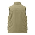 thumbnail image 6 of GrmtClth Men's Zip Front Stand Collar Vest Multi Secure Storage Pockets Lightweight Sleeveless Top Outdoor Walking Cycling Waistcoat Khaki 3XL, 6 of 7