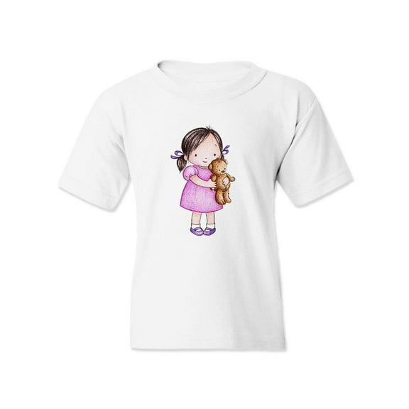 Girl With A Teddy T-Shirt Juniors -Image by Shutterstock,  x-Large