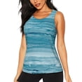 thumbnail image 3 of Goofa Teal Turquoise Fluid Stripes Printed Womens Workout Tops for Women Sleeveless Yoga Shirts Athletic Running Tank Tops Sleeveless Gym Clothes Workout Apparel-Small, 3 of 9