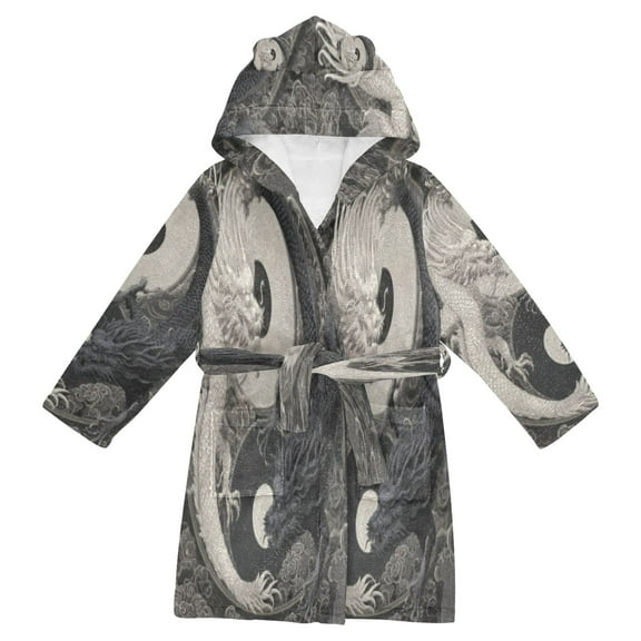 DIXRUYEE Bathrobes Belt Hooded Dragon Tempest Creative Pattern