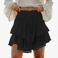 thumbnail image 2 of vigerkar Flowy Shorts for Women Casual Boho Ruffle Tiered Skorts High Waist Mini Skirts Golf Tennis Shorts Black, L, 2 of 5