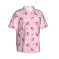 thumbnail image 2 of Balery Floral Strawberr Print Men's Hawaiian Shirts Short Sleeve Beach Shirt Relaxed Fit Vacation Button Down Shirts-Small, 2 of 9