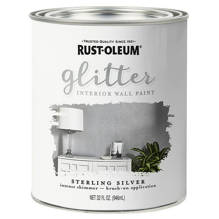Rust-Oleum 323858 Glitter Interior Wall Paint Sterling Silver 32oz
