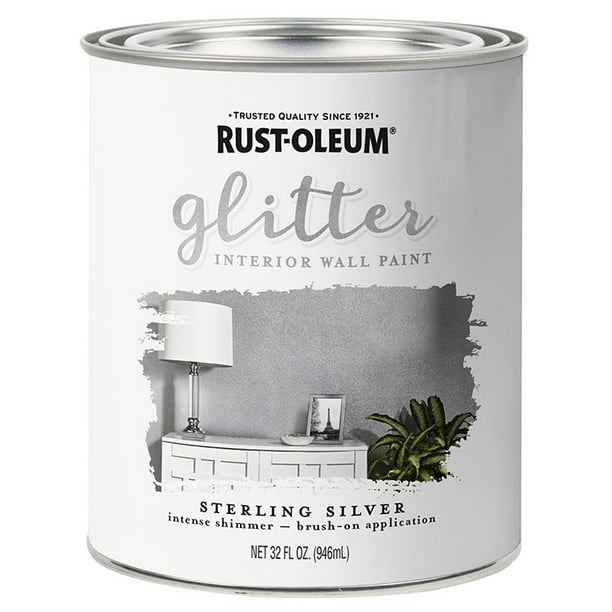 Rust Oleum 323858 Glitter Interior Wall Paint Sterling Silver 32oz