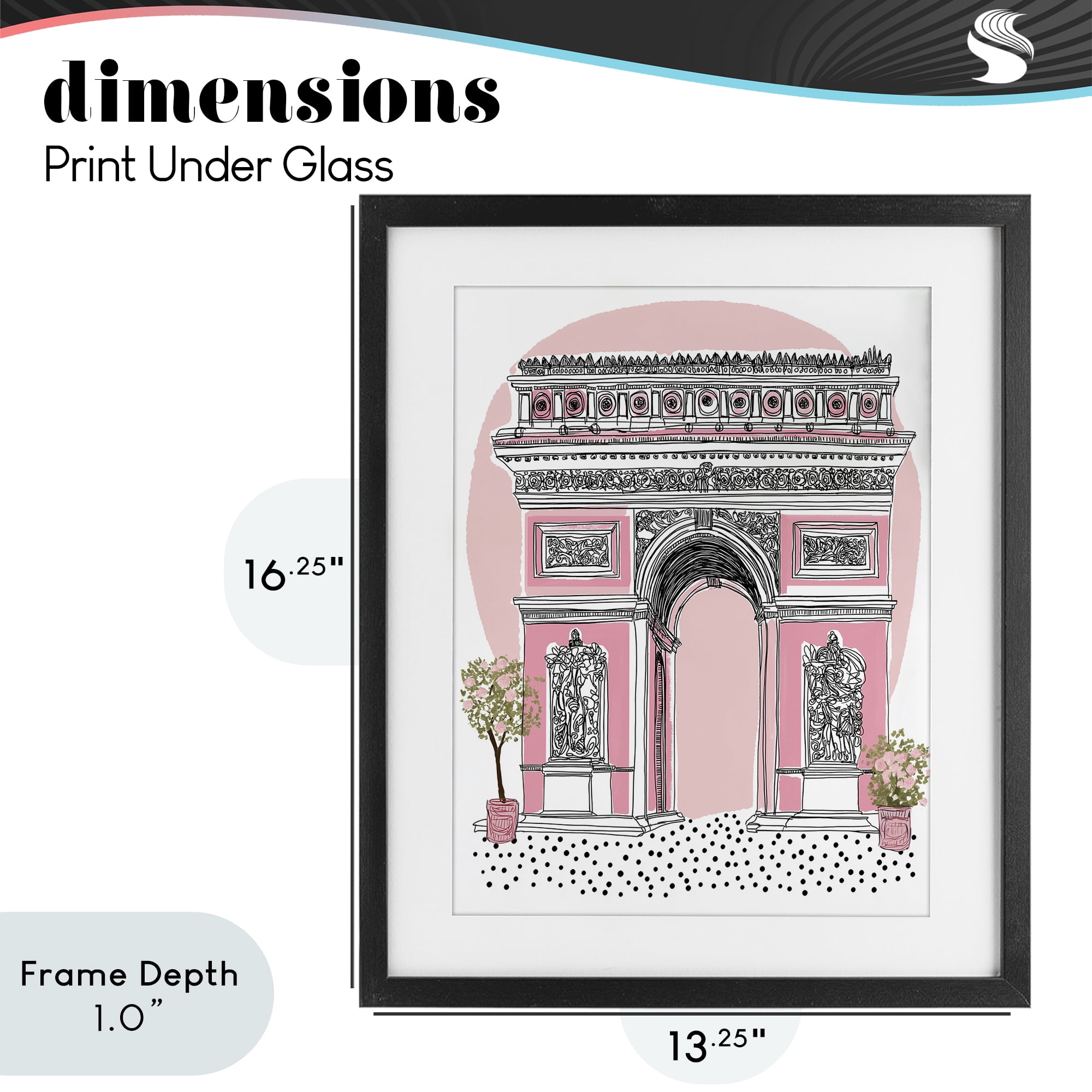 Stupell Industries Pink Neoclassical Archway Black Framed Print Under Glass, design by Jess Stempel