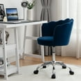 thumbnail image 4 of Costway Velvet Petal Shell Office Chair Adjustable Swivel Accent Vanity Armchair Blue, 4 of 10