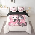 thumbnail image 2 of Feelyou Cartoon Cat Kitten Bedding Comforter Set 7 Pieces for Kids, Cute Pet Lover Full Bedding Set, Kawaii Pink Animal Reversible Fitted Sheet Flat Sheet, Microfiber Bedroom Decor, 2 of 8