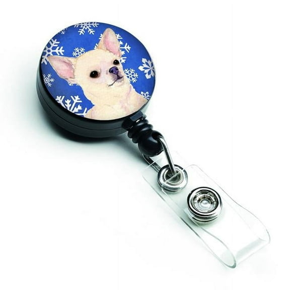 Carolines Treasures SS4610BR Chihuahua Winter Snowflakes Holiday Retractable Badge Reel