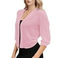 thumbnail image 4 of Sevevn Women's Lightweight Chiffon Cardigan 3/4 Sleeve Casual Solid Cardigan Sweaters for Women Sales Today Clearance Pink XXL, 4 of 9