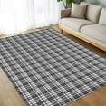 thumbnail image 4 of 8x10 Area Rugs, Geometric Lattice, Non-Skid Rubber Backing Large Rectangle Rugs - Living Room Bedroom Home Office, Black Grey Classic Farmhouse Plaid Indoor Floor Mat Carpets Washable Rug, 4 of 9