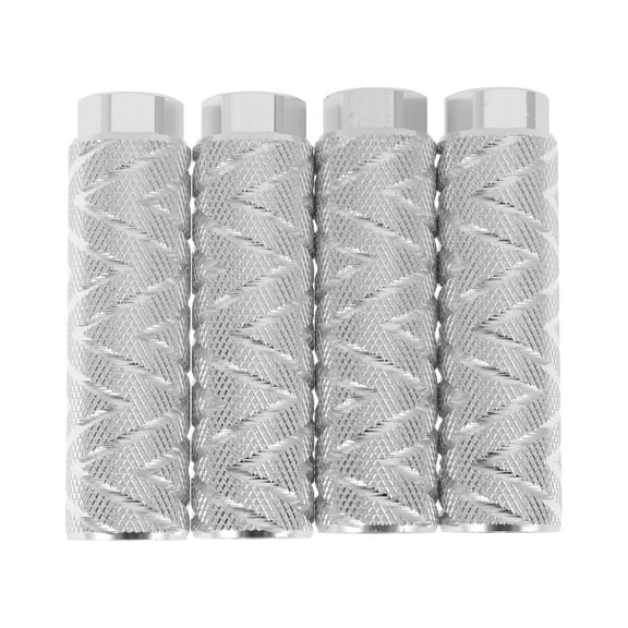 4 Pcs Aluminum Alloy Anti-Skid Bike Pegs 100mm Length Wave Texture Bicycle Backseats Stands Cycling Foot Pegs 3/8 inch Axles Silver Tone