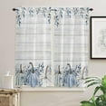 thumbnail image 2 of Thanksgiving Wood Grain Kitchen Curtain 2 Panels Curtains 63 Inch Length, Fall Pumpkin Eucalyptus Leaves Curtains Rod Pocket Curtains Window Drapes Treatment Window Cafe Curtains 42''''x63'''', 2 of 5