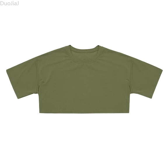 DuoJiaJ Crop Tops For Girls Short Sleeve Shirt Girls Summer Tops Neck Slim Fit Tops Basic Tee Casual Girls Tops Size 10-11 years